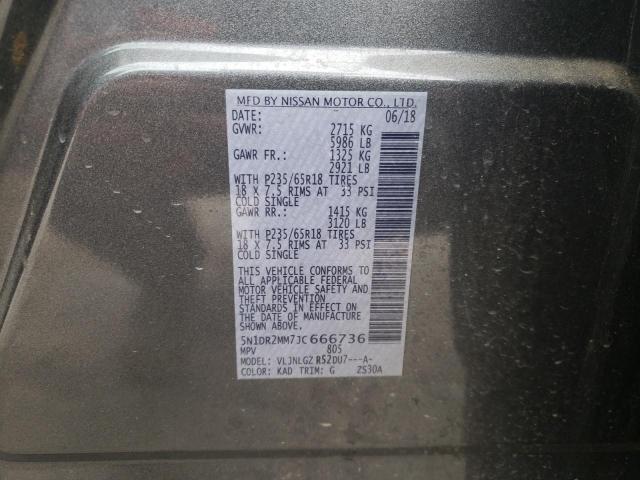 Photo 10 from auction – 2018 NISSAN PATHFINDER with VIN 5N1DR2MM7JC666736