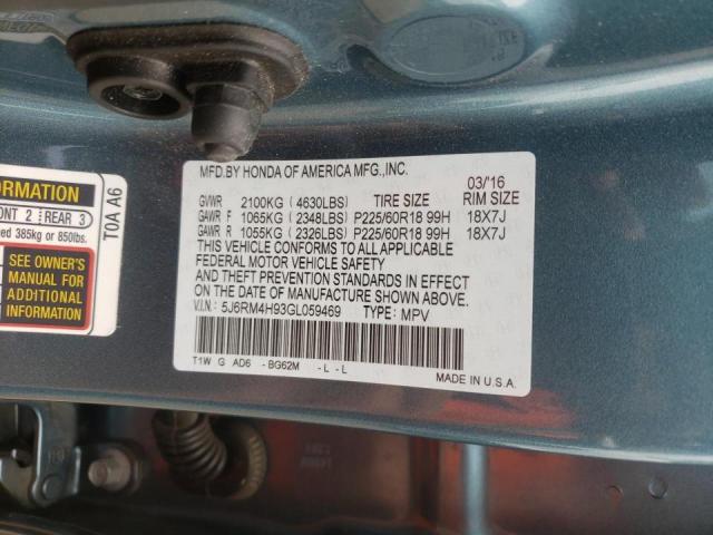 Photo 10 from auction – 2016 HONDA CR-V TOURI with VIN 5J6RM4H93GL059469