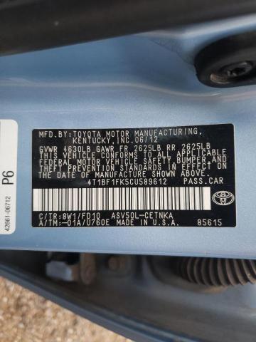 Photo 10 from auction – 2012 TOYOTA CAMRY BASE with VIN 4T1BF1FK5CU589612