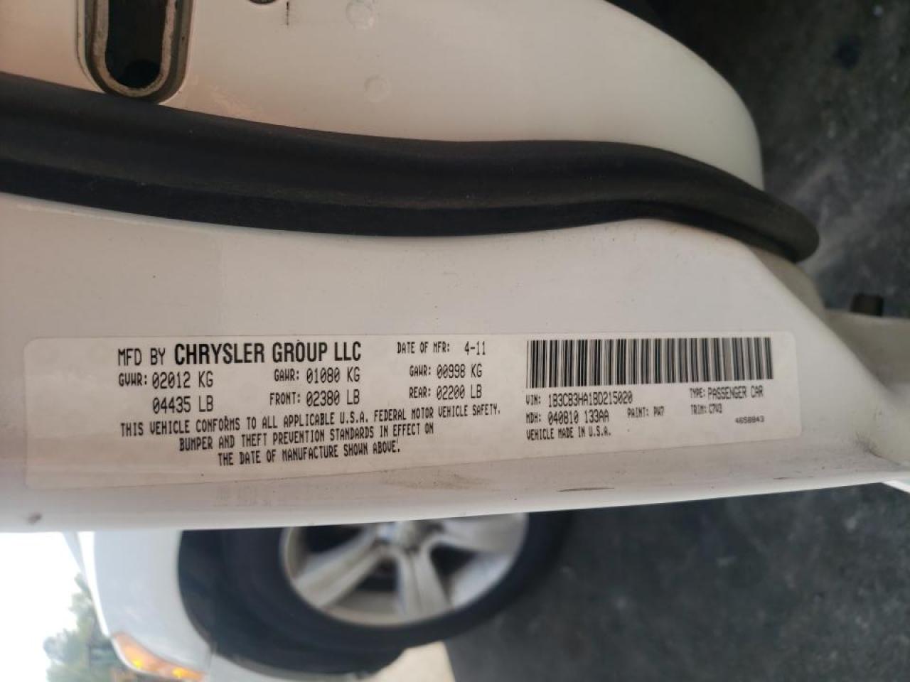 Photo 10 from auction – 2011 DODGE CALIBER MA with VIN 1B3CB3HA1BD215020