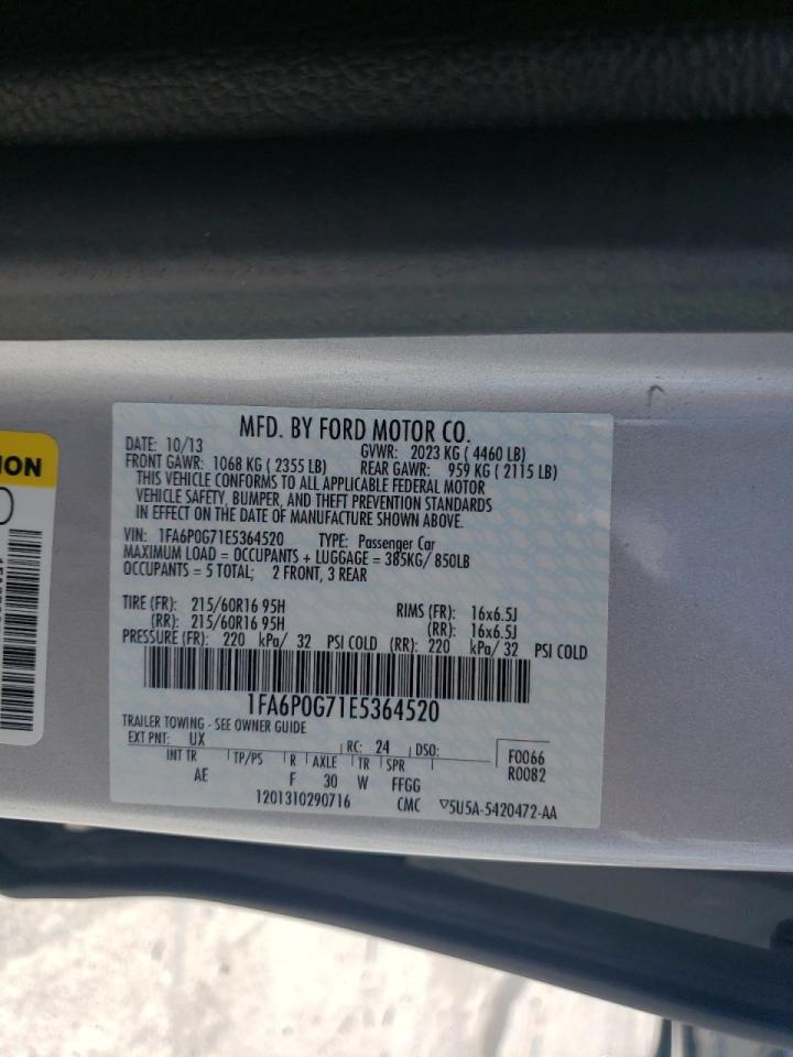 Photo 10 from auction – 2014 FORD FUSION S with VIN 1FA6P0G71E5364520