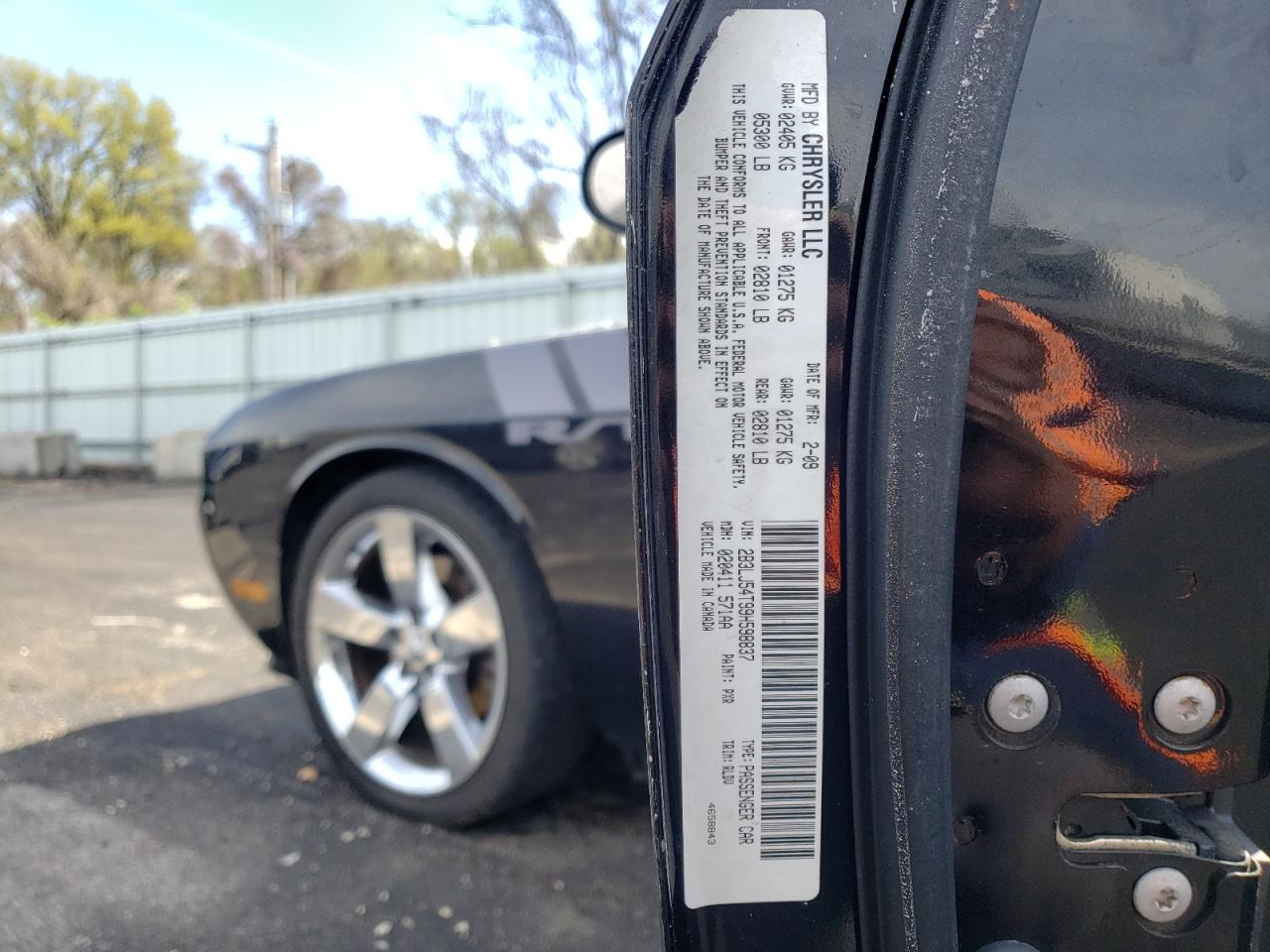 Photo 10 from auction – 2009 DODGE CHALLENGER with VIN 2B3LJ54T99H598837