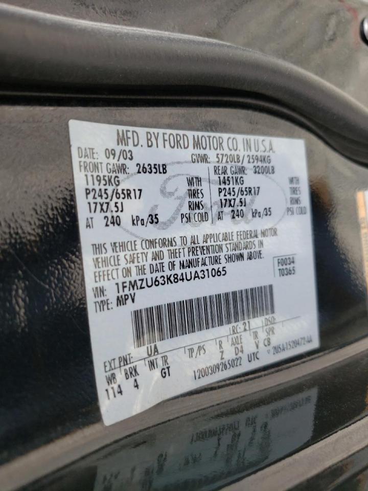 Photo 10 from auction – 2004 FORD EXPLORER X with VIN 1FMZU63K84UA31065