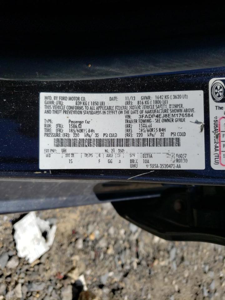 Photo 10 from auction – 2014 FORD FIESTA SE with VIN 3FADP4EJ8EM176584