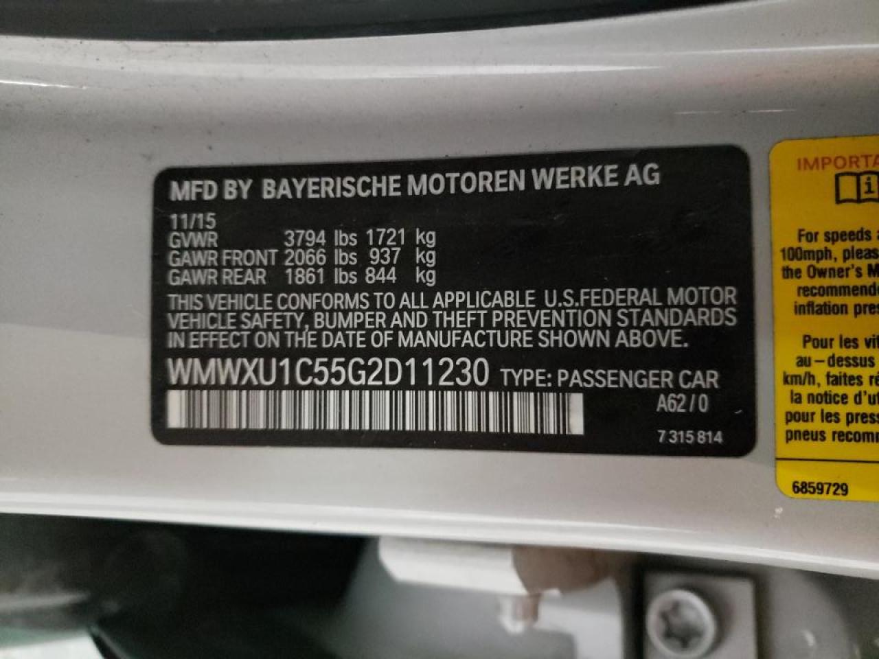 Photo 10 from auction – 2016 MINI COOPER with VIN WMWXU1C55G2D11230