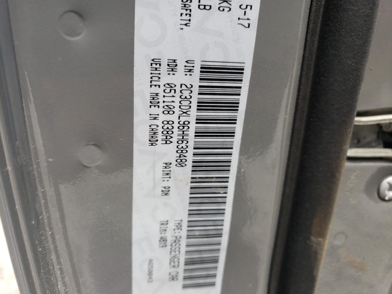 Photo 10 from auction – 2017 DODGE CHARGER SR with VIN 2C3CDXL96HH638480