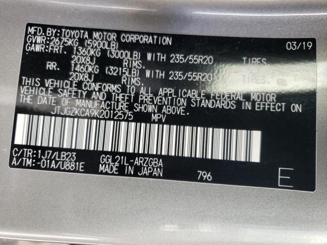 Photo 10 from auction – 2019 LEXUS RX 350 L with VIN JTJGZKCA9K2012575