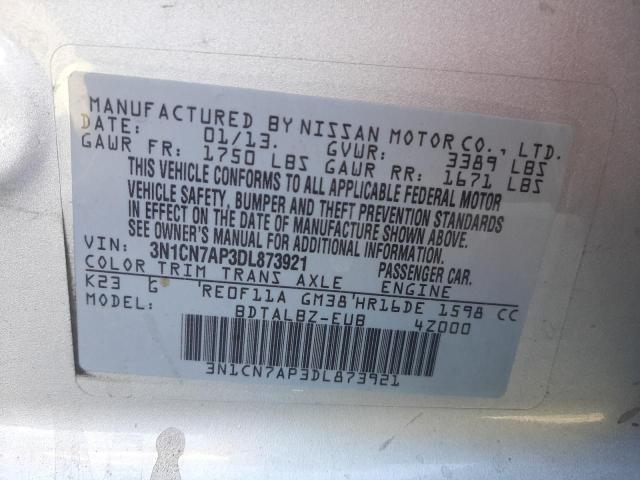 Photo 10 from auction – 2013 NISSAN VERSA S with VIN 3N1CN7AP3DL873921