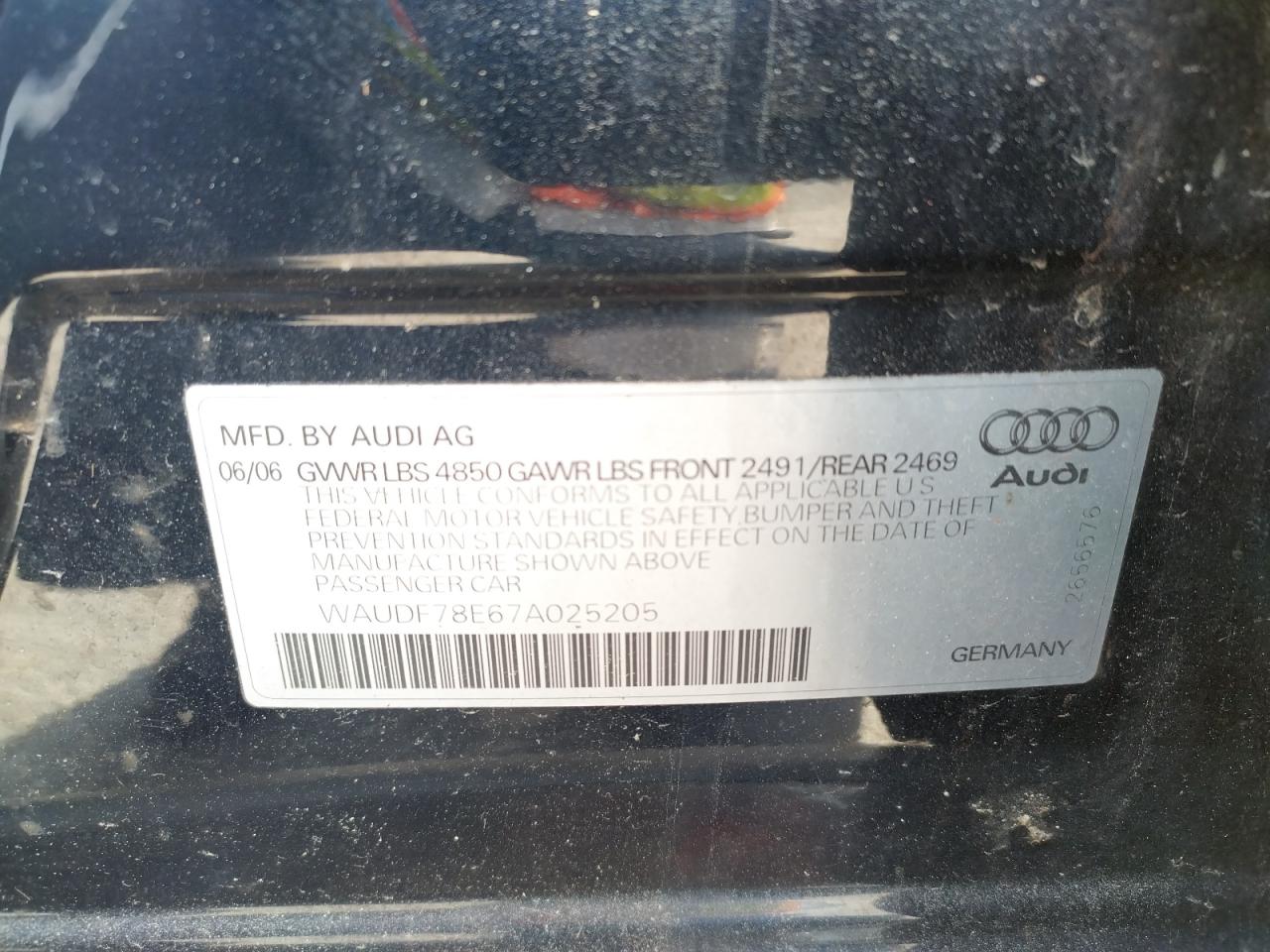 Photo 10 from auction – 2007 AUDI A4 2.0T QU with VIN WAUDF78E67A025205