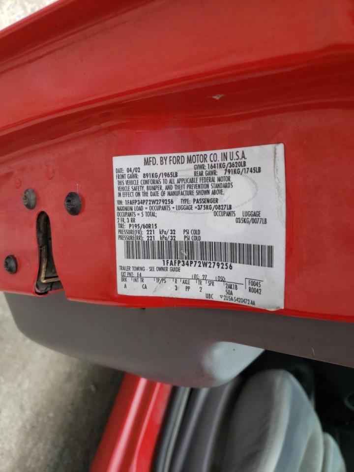 Photo 10 from auction – 2002 FORD FOCUS SE with VIN 1FAFP34P72W279256