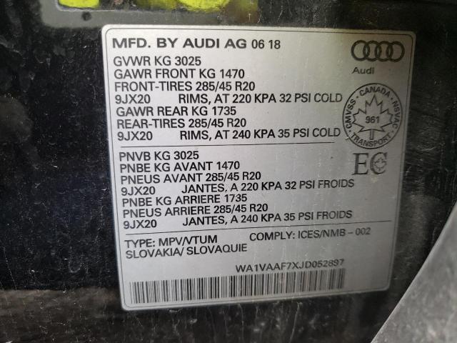 Photo 10 from auction – 2018 AUDI Q7 PRESTIG with VIN WA1VAAF7XJD052897