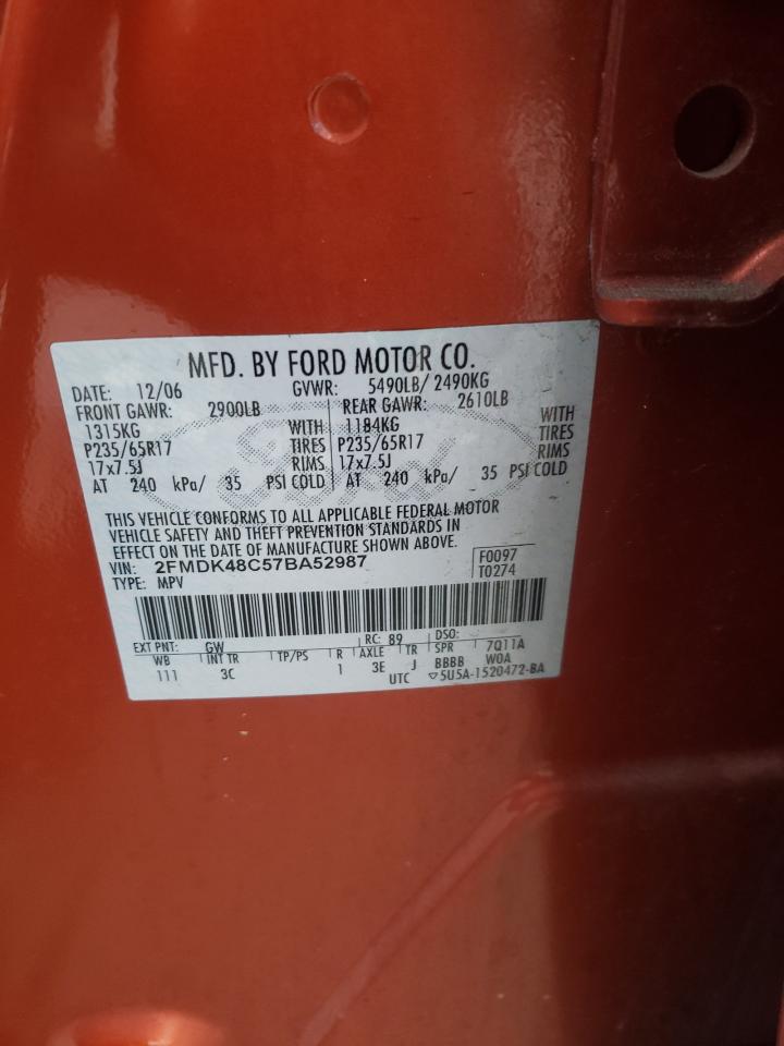 Photo 10 from auction – 2007 FORD EDGE SEL with VIN 2FMDK48C57BA52987
