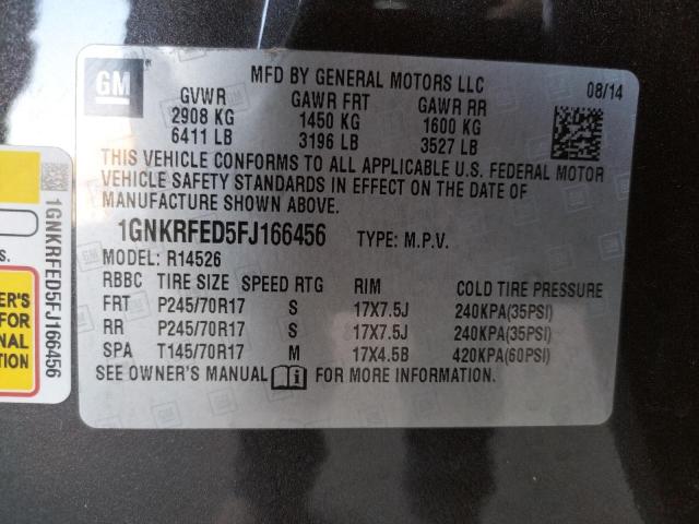 Foto 10 de la subasta – 2015 CHEVROLET TRAVERSE L con VIN 1GNKRFED5FJ166456