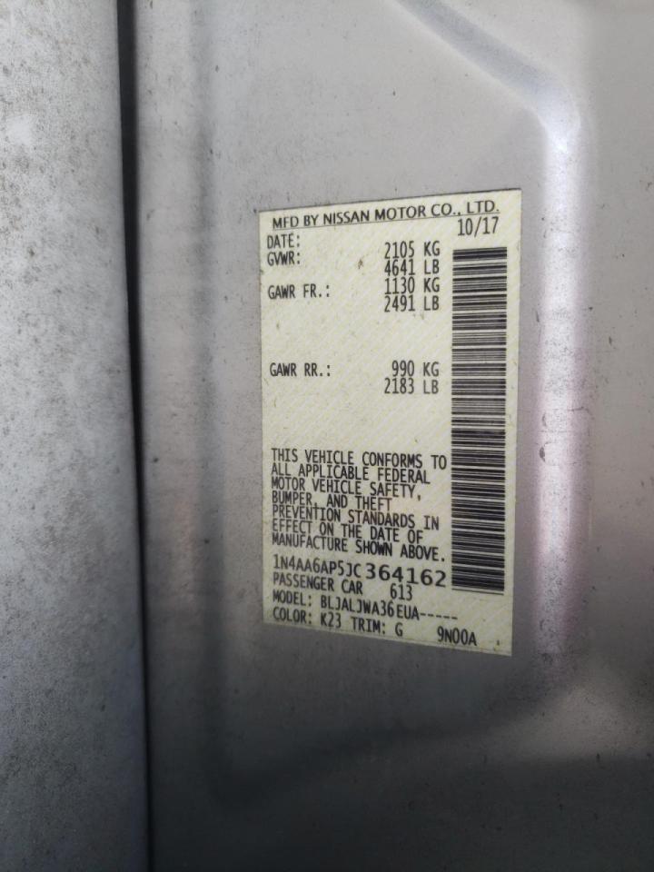 Photo 10 from auction – 2018 NISSAN MAXIMA 3.5 with VIN 1N4AA6AP5JC364162