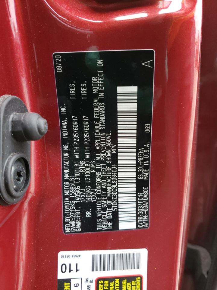 Photo 10 from auction – 2020 TOYOTA SIENNA LE with VIN 5TDKZ3DC9LS084034
