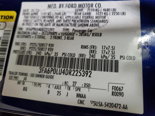 Photo 10 from auction – 2013 FORD FUSION SE with VIN 3FA6P0LU4DR225392