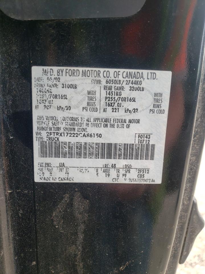 Photo 10 from auction – 2002 FORD F150 with VIN 2FTRX17222CA86150