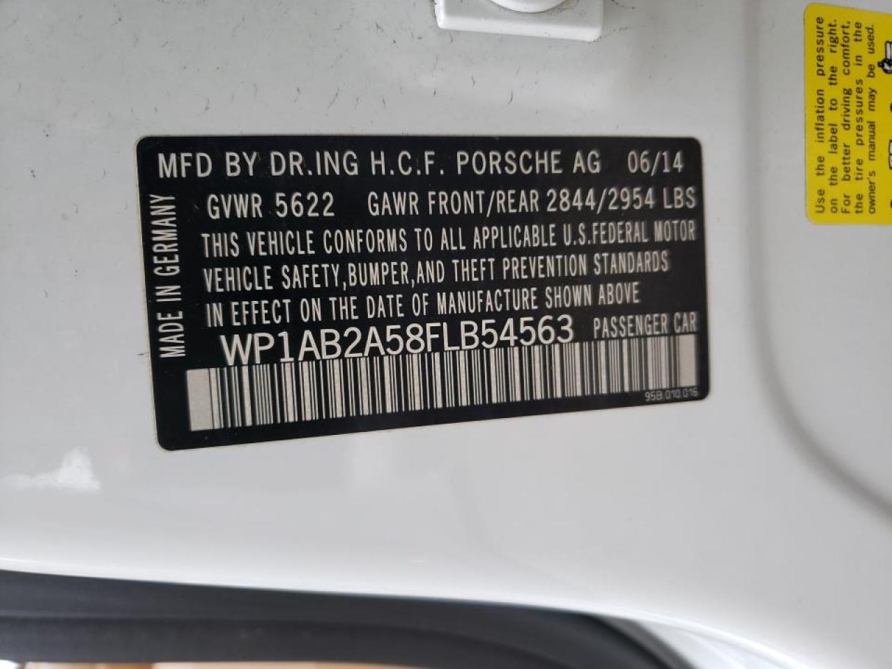 Photo 10 from auction – 2015 PORSCHE MACAN S with VIN WP1AB2A58FLB54563
