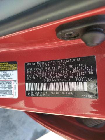 Photo 10 from auction – 2007 TOYOTA CAMRY CE with VIN 4T1BE46K87U163603
