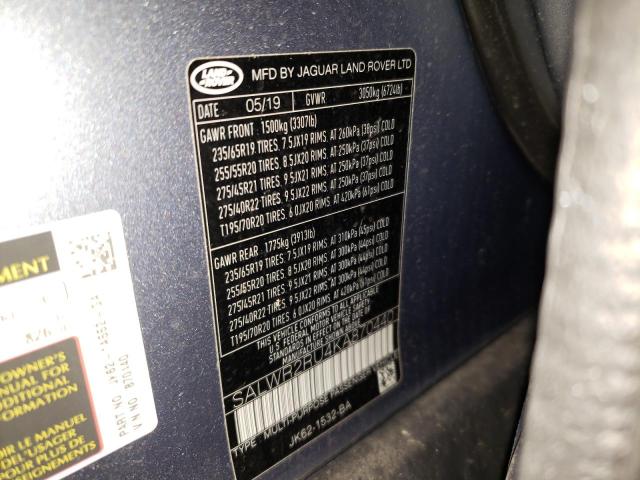 Photo 10 from auction – 2019 LAND ROVER RANGE ROVE with VIN SALWR2RU4KA870440
