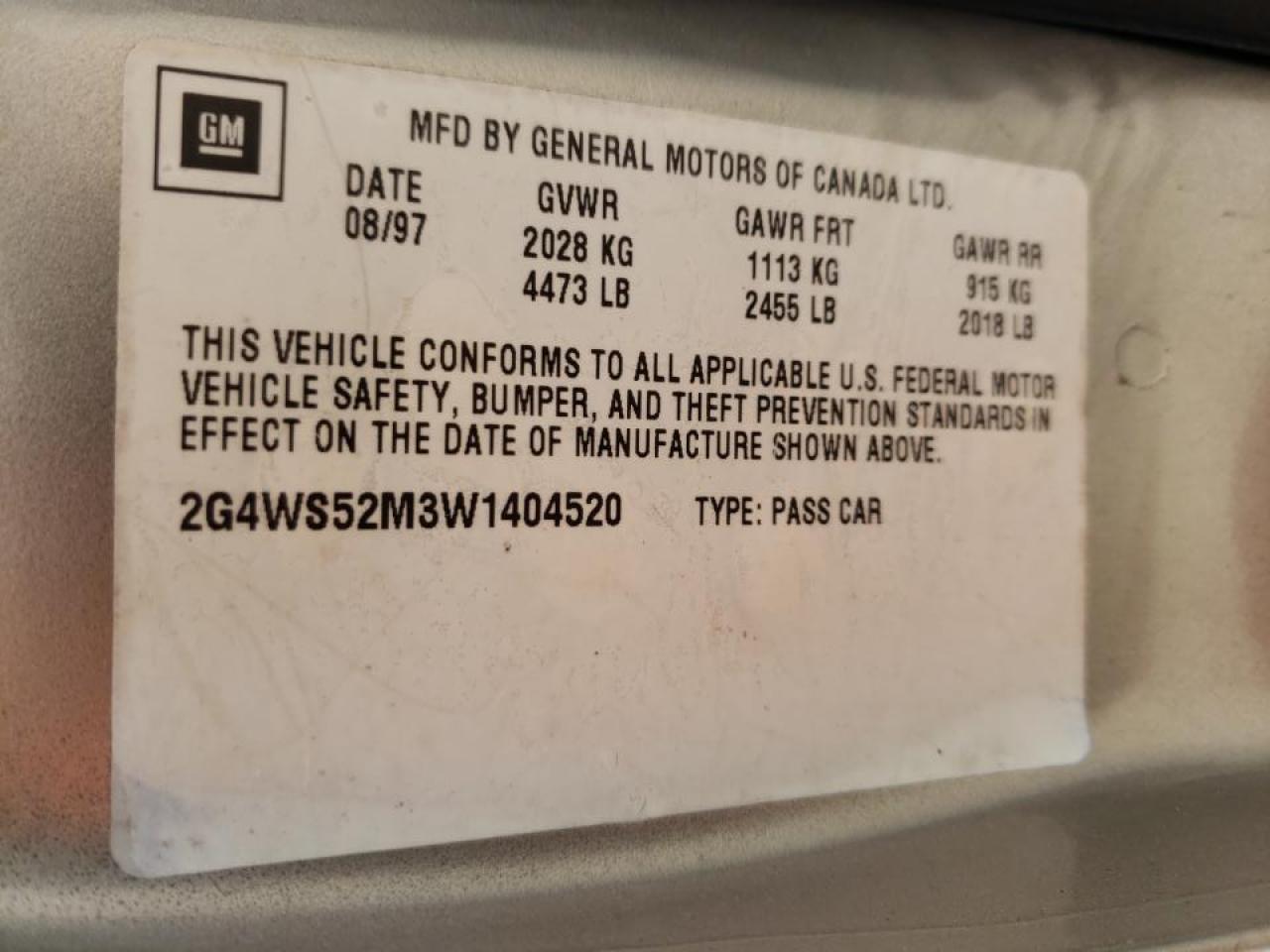 Photo 10 from auction – 1998 BUICK BUICK with VIN 2G4WS52M3W1404520