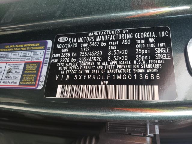 Photo 10 from auction – 2021 KIA SORENTO with VIN 5XYRKDLF1MG013686