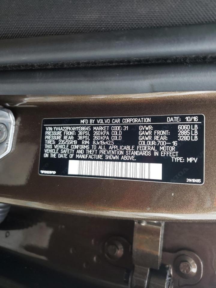 Photo 10 from auction – 2017 VOLVO XC90 T6 with VIN YV4A22PK4H1138645