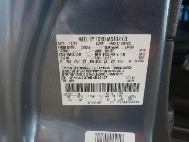 Photo 10 from auction – 2011 FORD ESCAPE XLT with VIN 1FMCU9D70BKB26407