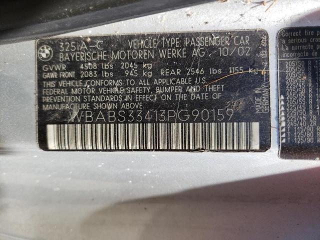Photo 10 from auction – 2003 BMW 325 CI with VIN WBABS33413PG90159