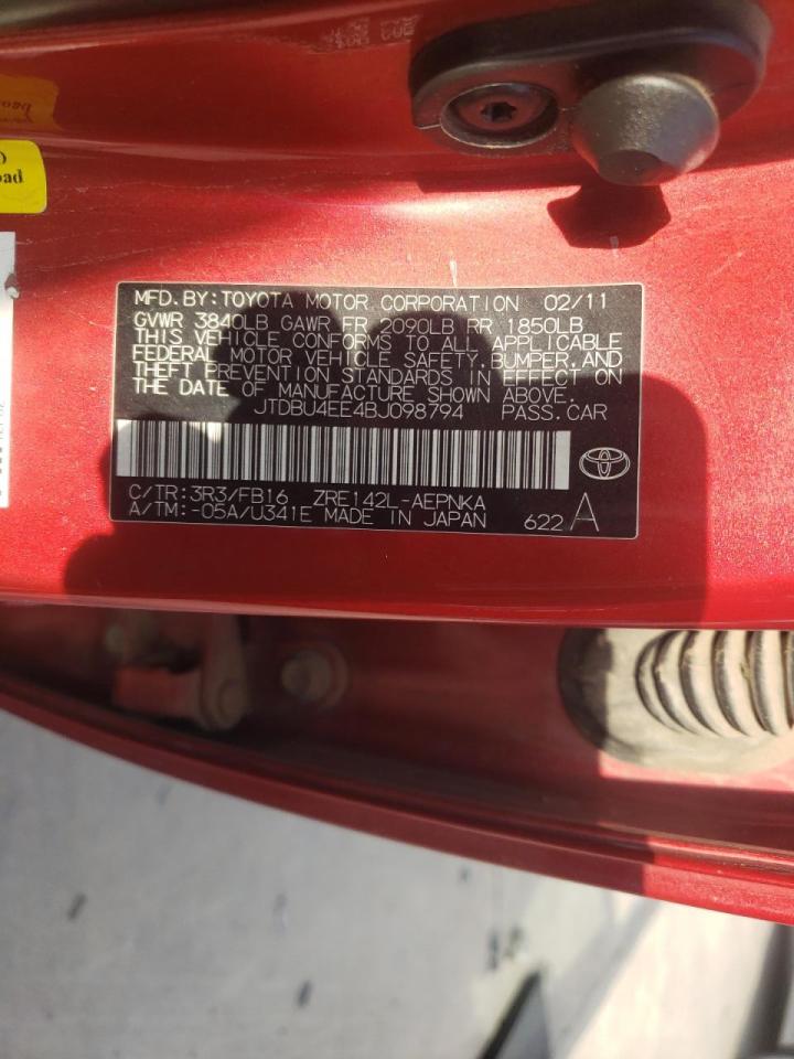 Photo 10 from auction – 2011 TOYOTA COROLLA BA with VIN JTDBU4EE4BJ098794