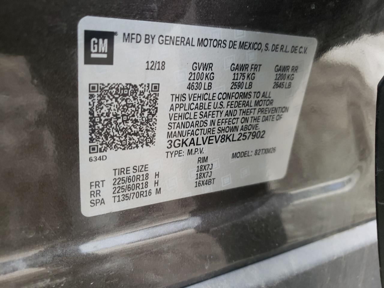 Photo 10 from auction – 2019 GMC TERRAIN SL with VIN 3GKALVEV8KL257902