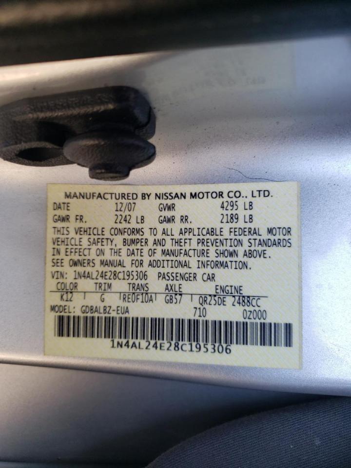 Photo 10 from auction – 2008 NISSAN ALTIMA 2.5 with VIN 1N4AL24E28C195306