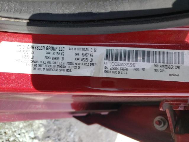 Photo 10 from auction – 2012 CHRYSLER 200 LIMITE with VIN 1C3CCBCG1CN222096