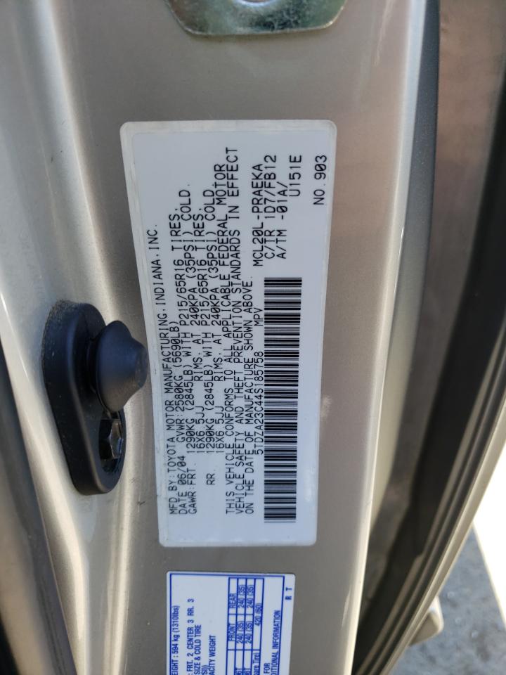Photo 10 from auction – 2004 TOYOTA SIENNA CE with VIN 5TDZA23C44S185758