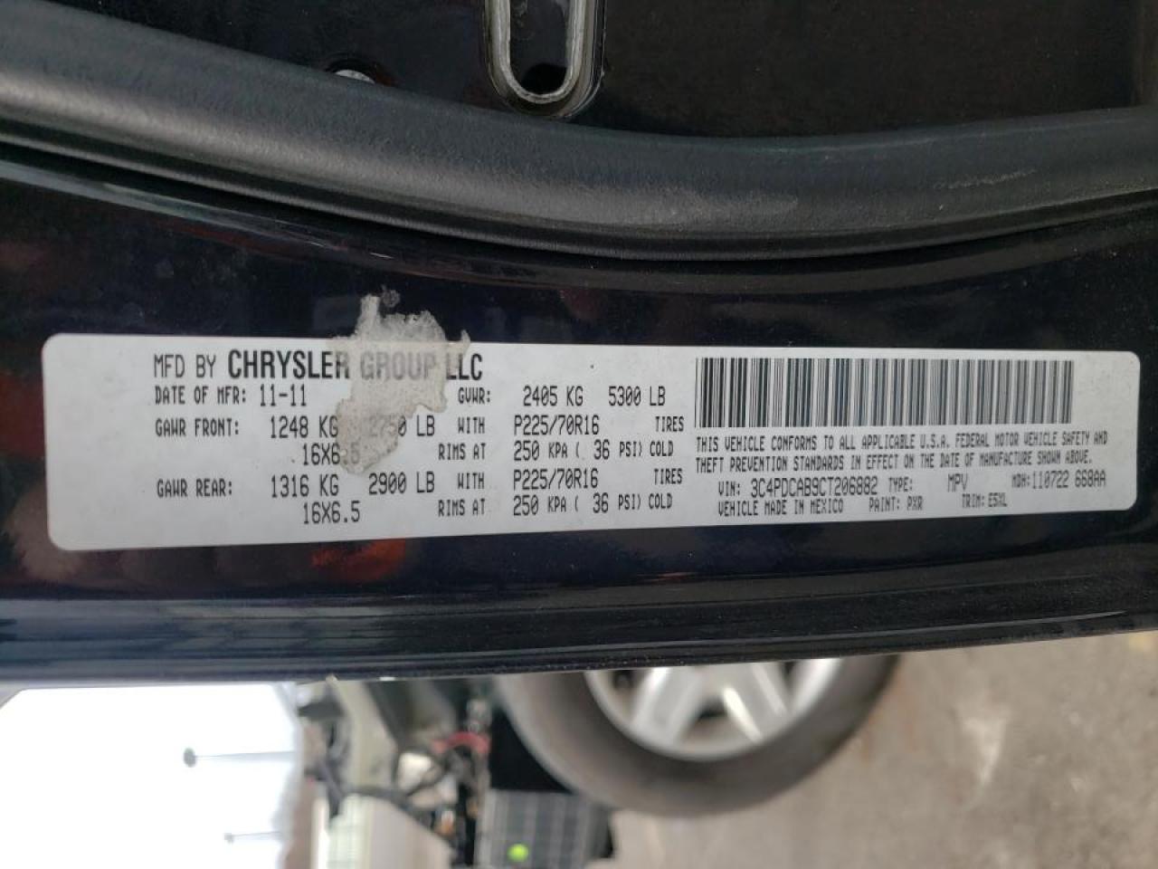 Photo 10 from auction – 2012 DODGE JOURNEY SE with VIN 3C4PDCAB9CT206882