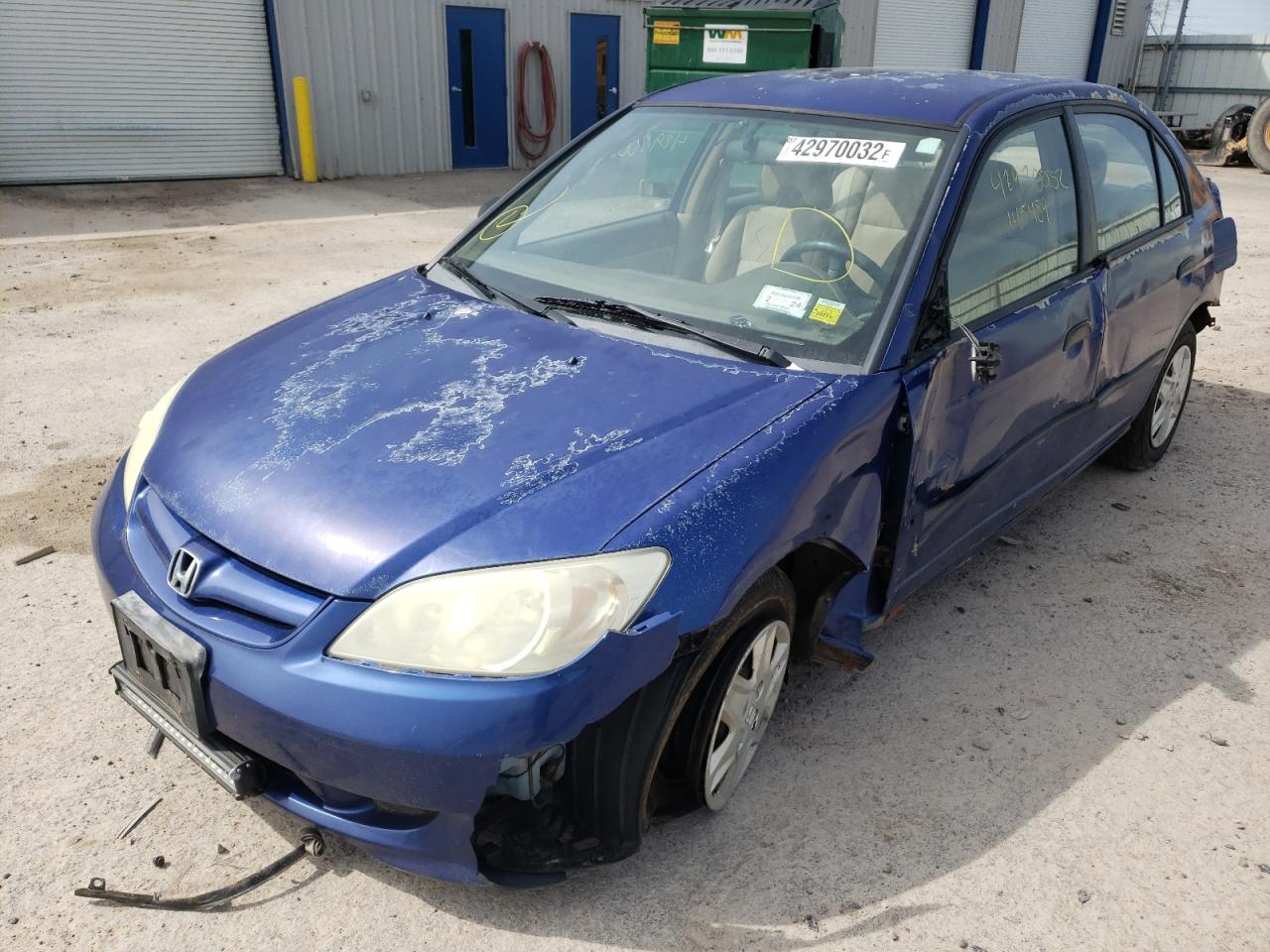Photo 2 from auction – 2005 HONDA CIVIC DX with VIN 2HGES16435H589372