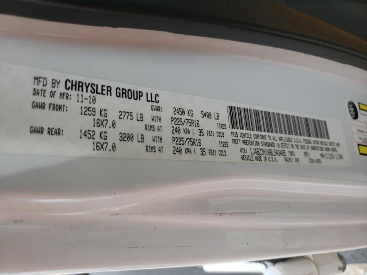 Photo 10 from auction – 2011 JEEP WRANGLER U with VIN 1J4BZ3H10BL543485