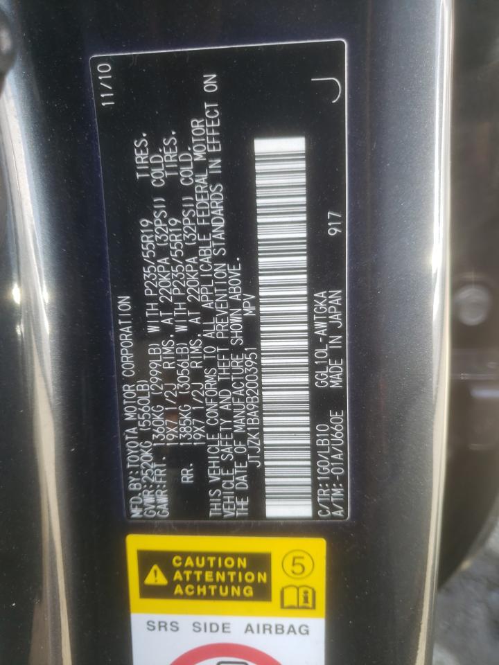 Photo 10 from auction – 2011 LEXUS RX 350 with VIN JTJZK1BA9B2003951