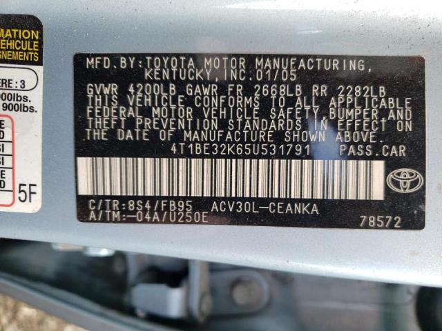 Photo 10 from auction – 2005 TOYOTA CAMRY LE with VIN 4T1BE32K65U531791