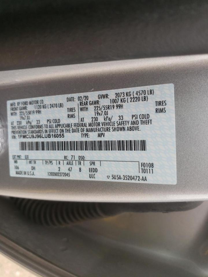 Photo 10 from auction – 2020 FORD ESCAPE TIT with VIN 1FMCU9J96LUB16055