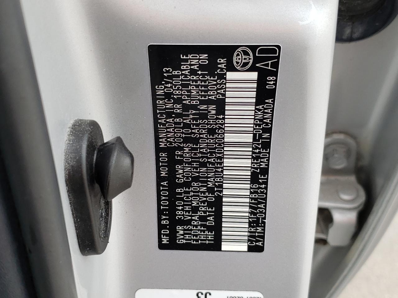 Photo 10 from auction – 2013 TOYOTA COROLLA BA with VIN 2T1BU4EEXDC066284