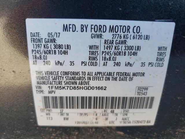 Photo 10 from auction – 2017 FORD EXPLORER X with VIN 1FM5K7D85HGD01662