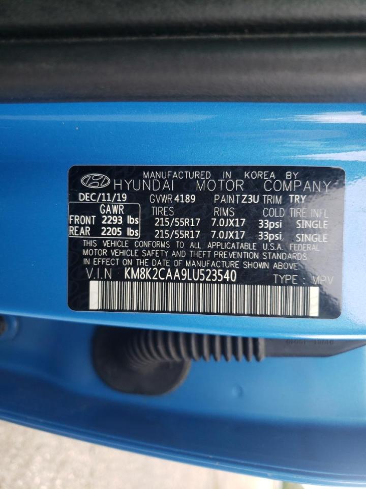 Photo 10 from auction – 2020 HYUNDAI KONA SEL with VIN KM8K2CAA9LU523540