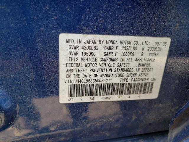 Photo 10 from auction – 2005 ACURA TSX with VIN JH4CL96835C035271
