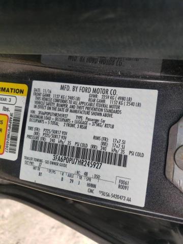 Photo 10 from auction – 2017 FORD FUSION SE with VIN 3FA6P0PU7HR245927