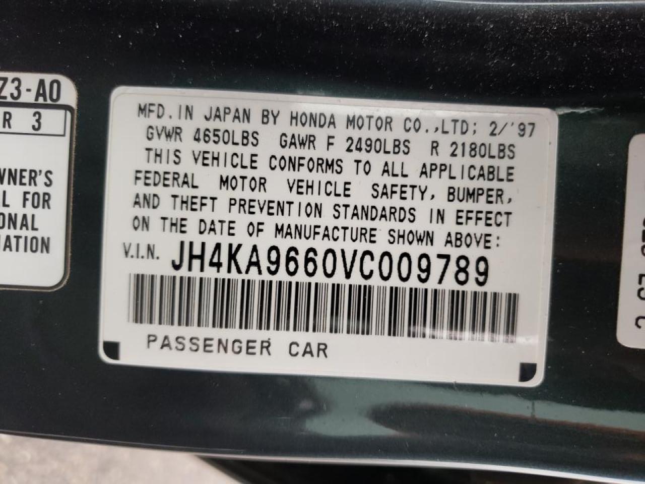 Photo 10 from auction – 1997 ACURA 3.5RL with VIN JH4KA9660VC009789
