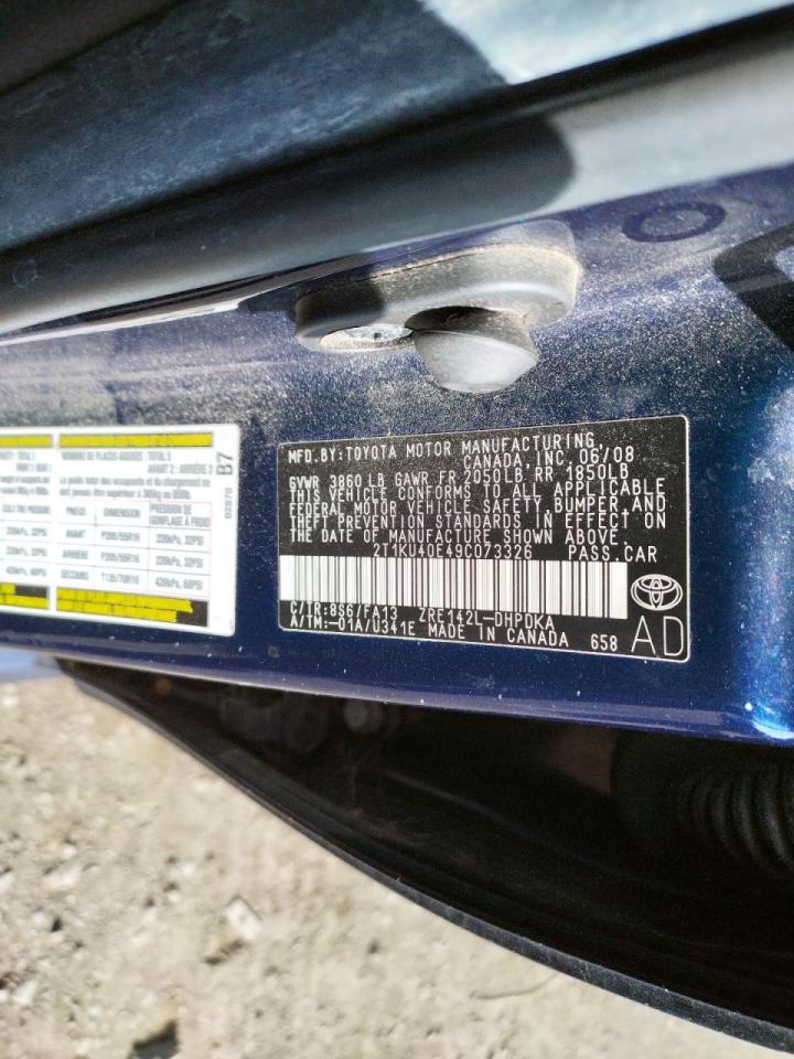 Photo 10 from auction – 2009 TOYOTA COROLLA MA with VIN 2T1KU40E49C073326