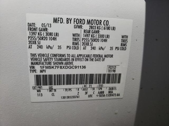 Photo 10 from auction – 2013 FORD EXPLORER L with VIN 1FM5K7F8XDGC91136