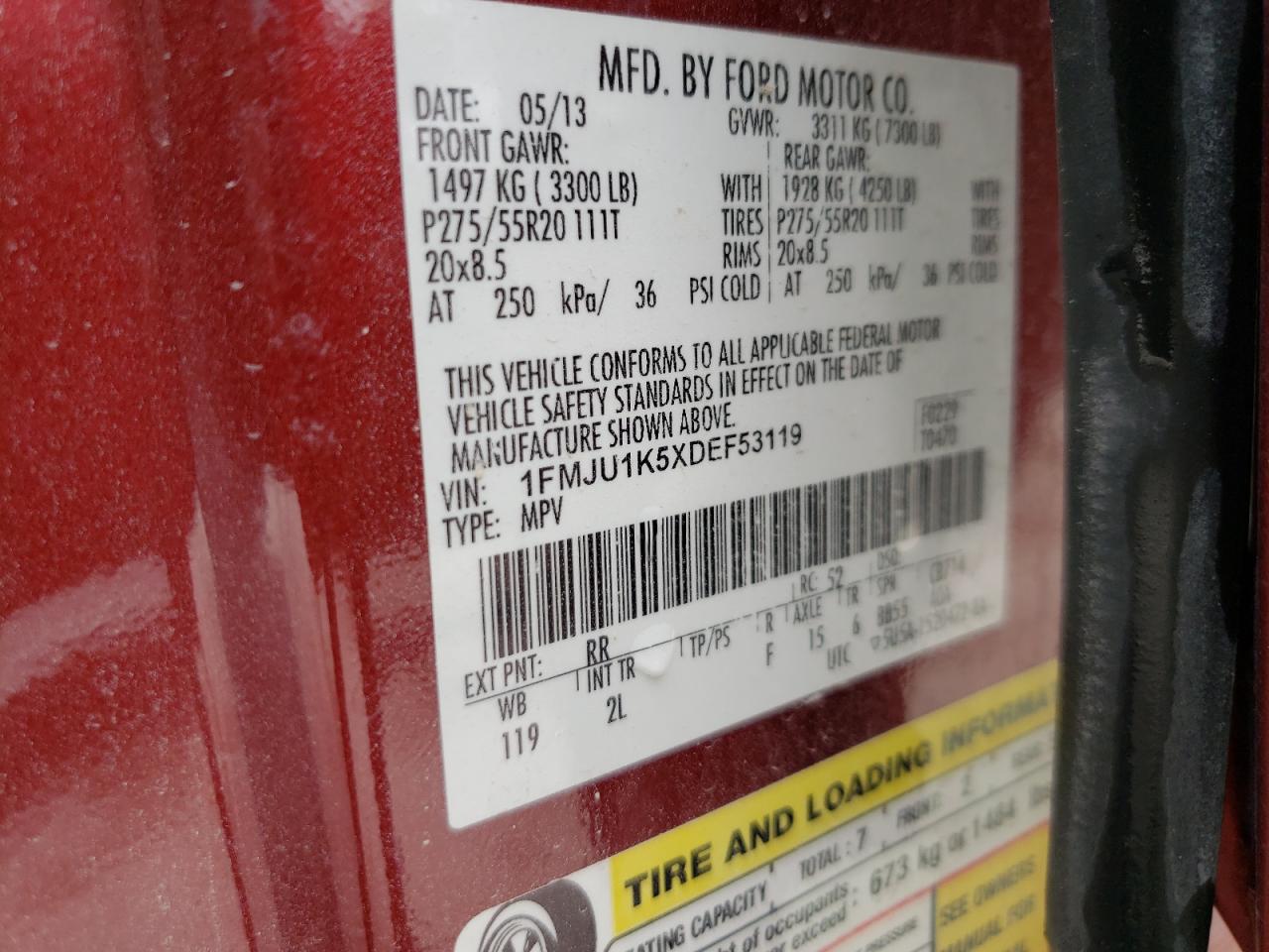 Photo 10 from auction – 2013 FORD EXPEDITION with VIN 1FMJU1K5XDEF53119