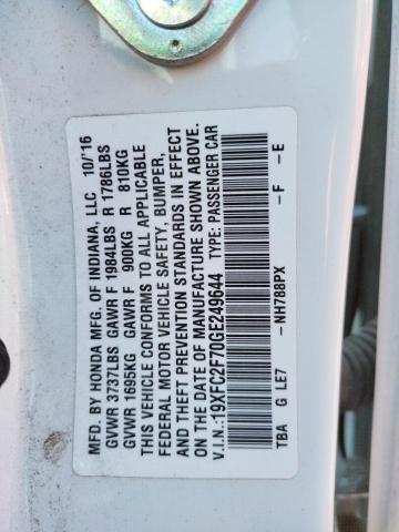 Photo 10 from auction – 2016 HONDA CIVIC EX with VIN 19XFC2F70GE249644
